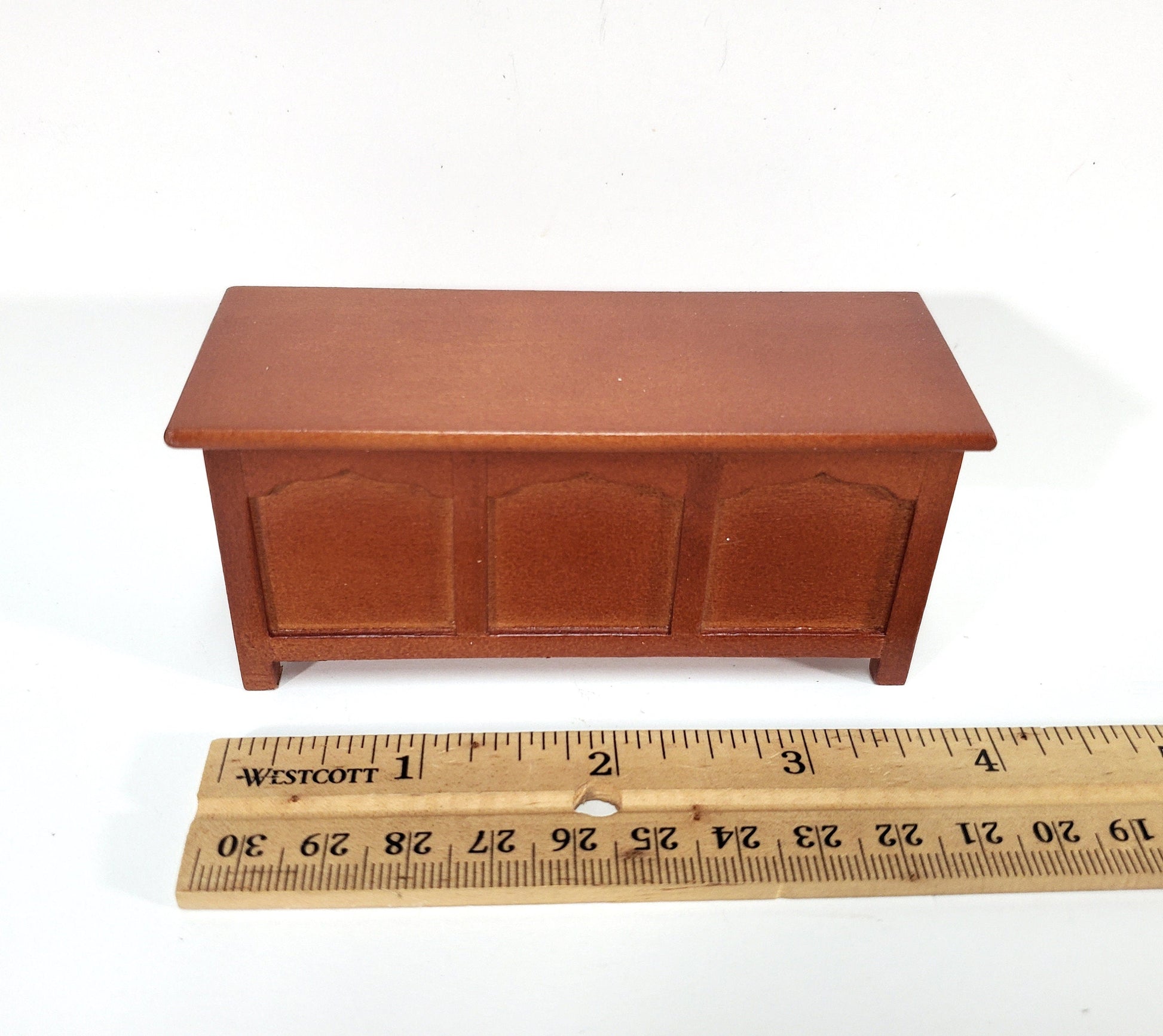 Dollhouse Chest Blanket Trunk 1:12 Scale Miniature Furniture Walnut Finish