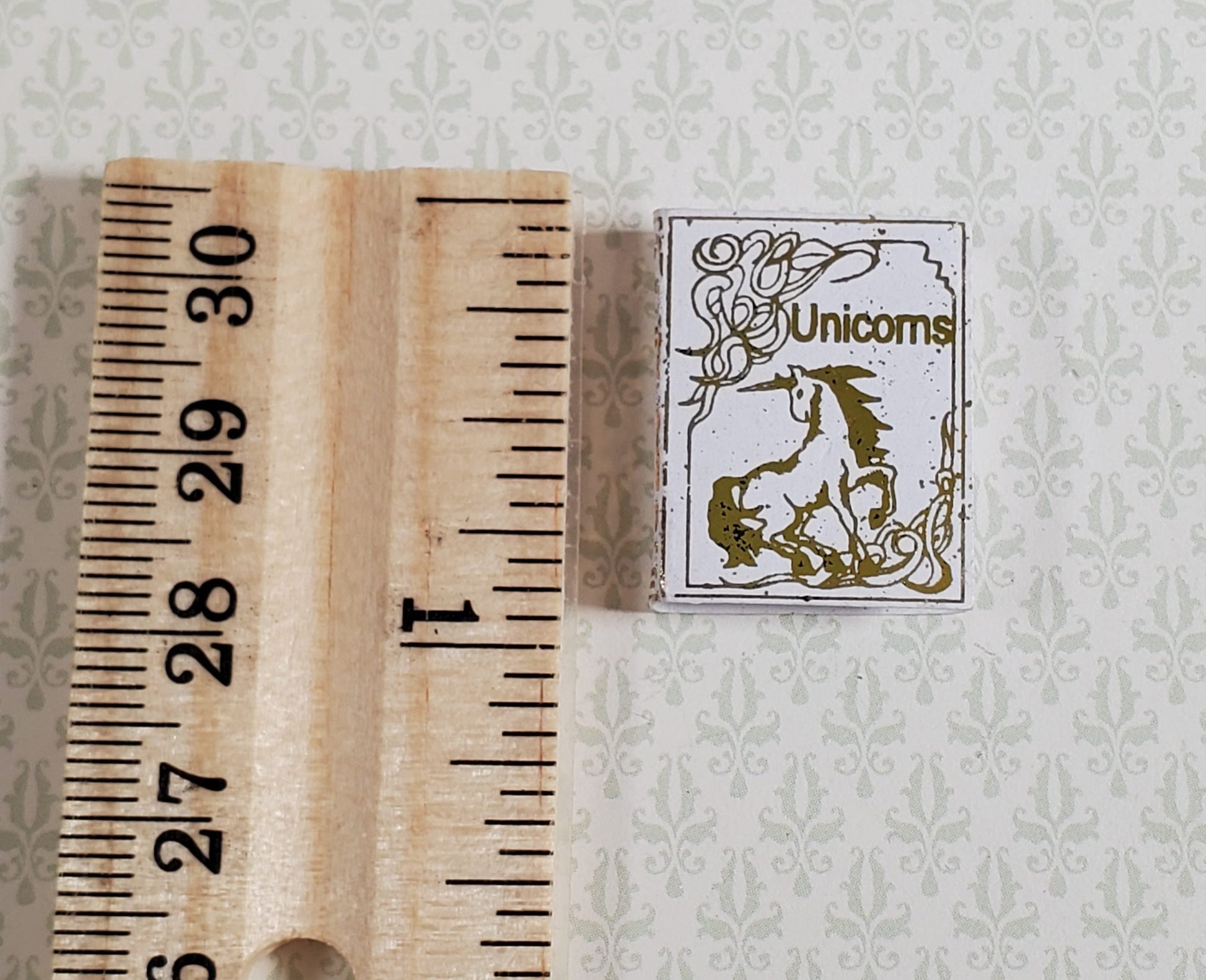 Dollhouse Book Unicorns Gold Gilt Accents 1:12 Scale Miniature (blank inside)