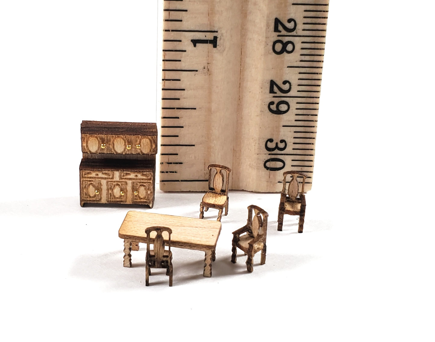 Dollhouse 1:144 Scale Furniture KIT DIY Country Dining Room Miniature Set Table