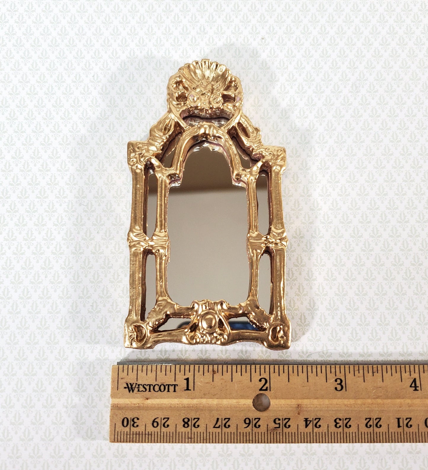 Dollhouse Mirror Baroque Style Gold LARGE 1:12 Scale Miniature Decor 4 1/4" tall