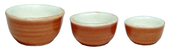 Dollhouse Nesting Mixing Bowls Orange White Set of 3 1:12 Scale Miniature Dishes