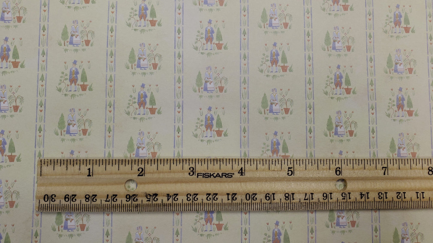 Dollhouse Wallpaper 3 Sheets Colonial Gardens 1:12 Scale Miniature