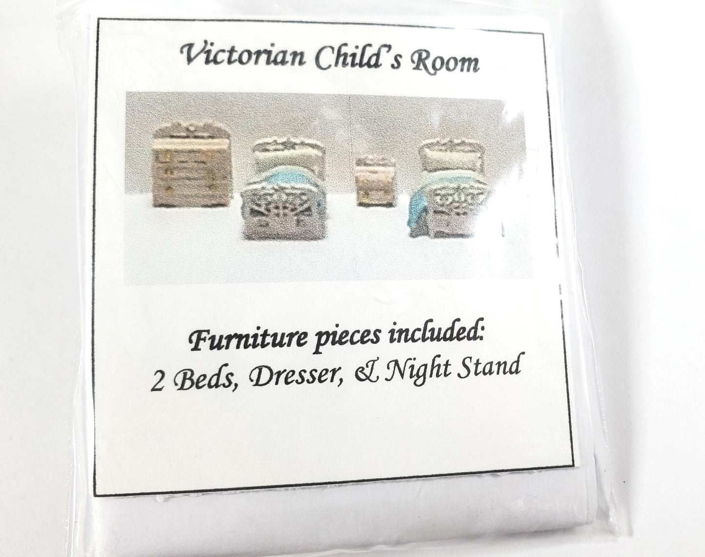 Dollhouse 1:144 Scale Furniture KIT DIY Bedroom Victorian Children's 2 Beds ++