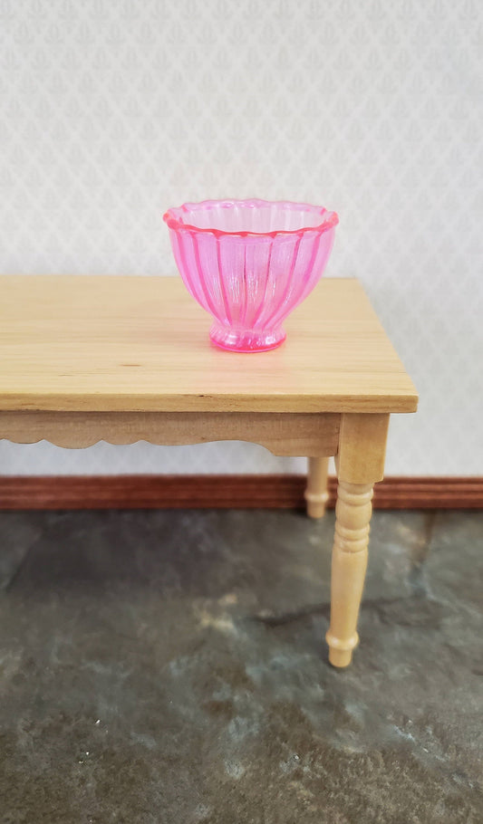 Miniature Glass Serving Bowl 1:6 Scale Bright Pink 6" tall