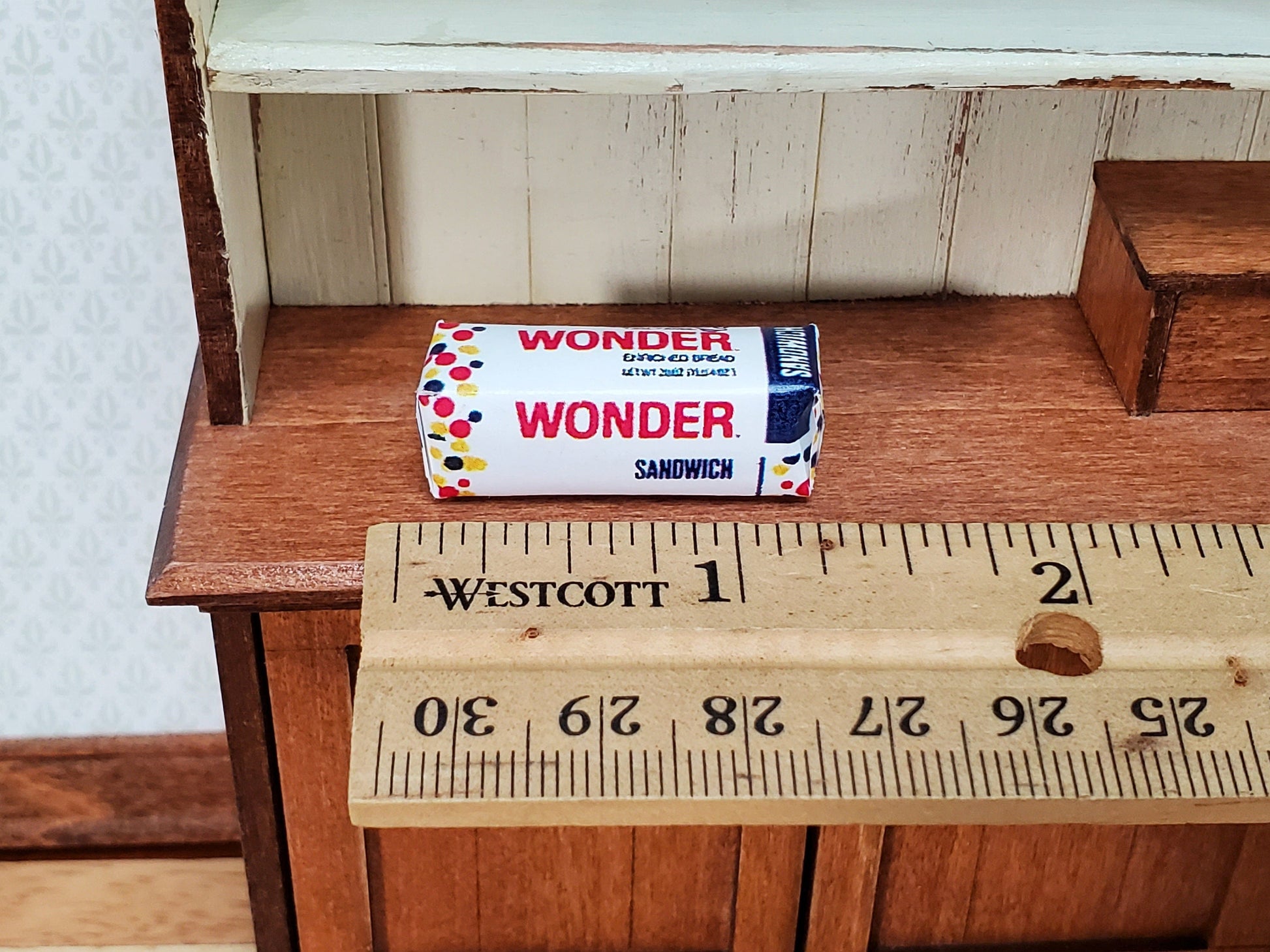 Dollhouse Wonder Bread Loaf 1:12 Scale Miniature Food 1 1/4" Long Groceries Kitchen