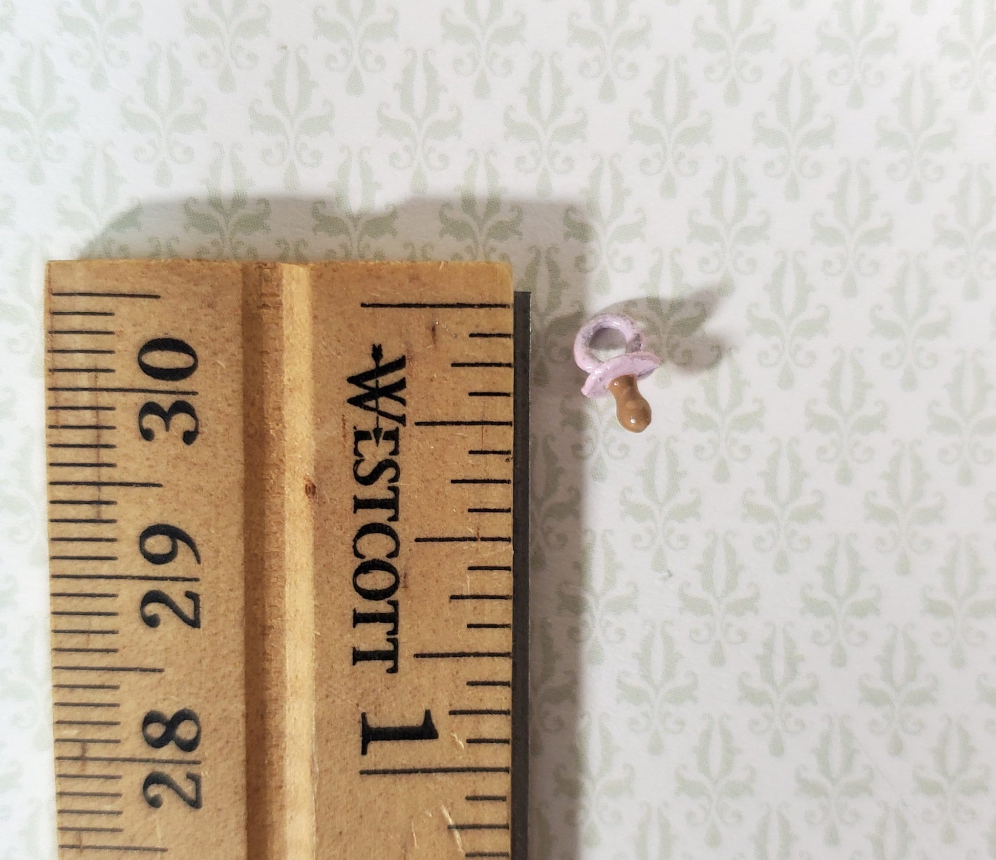 Dollhouse Miniature Baby Pacifier PINK 1:12 Scale Nursery Tiny Painted Metal