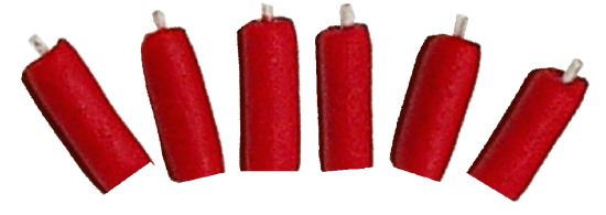 Dollhouse Pillar Candles Red Set of 6 1:12 Scale Miniature