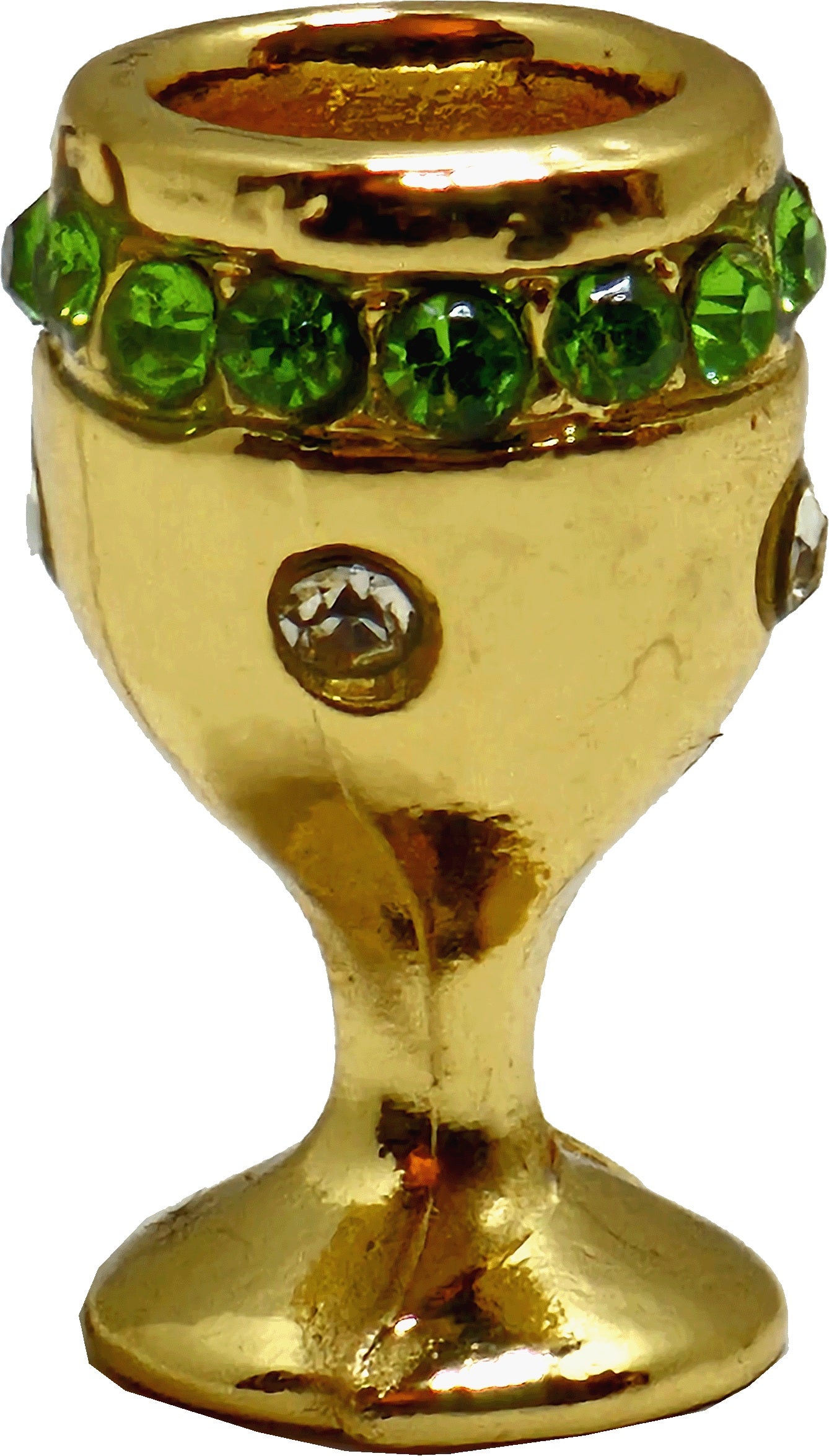 Dollhouse Gold Chalice Goblet with Emeralds and Diamonds 1:12 Scale Miniature