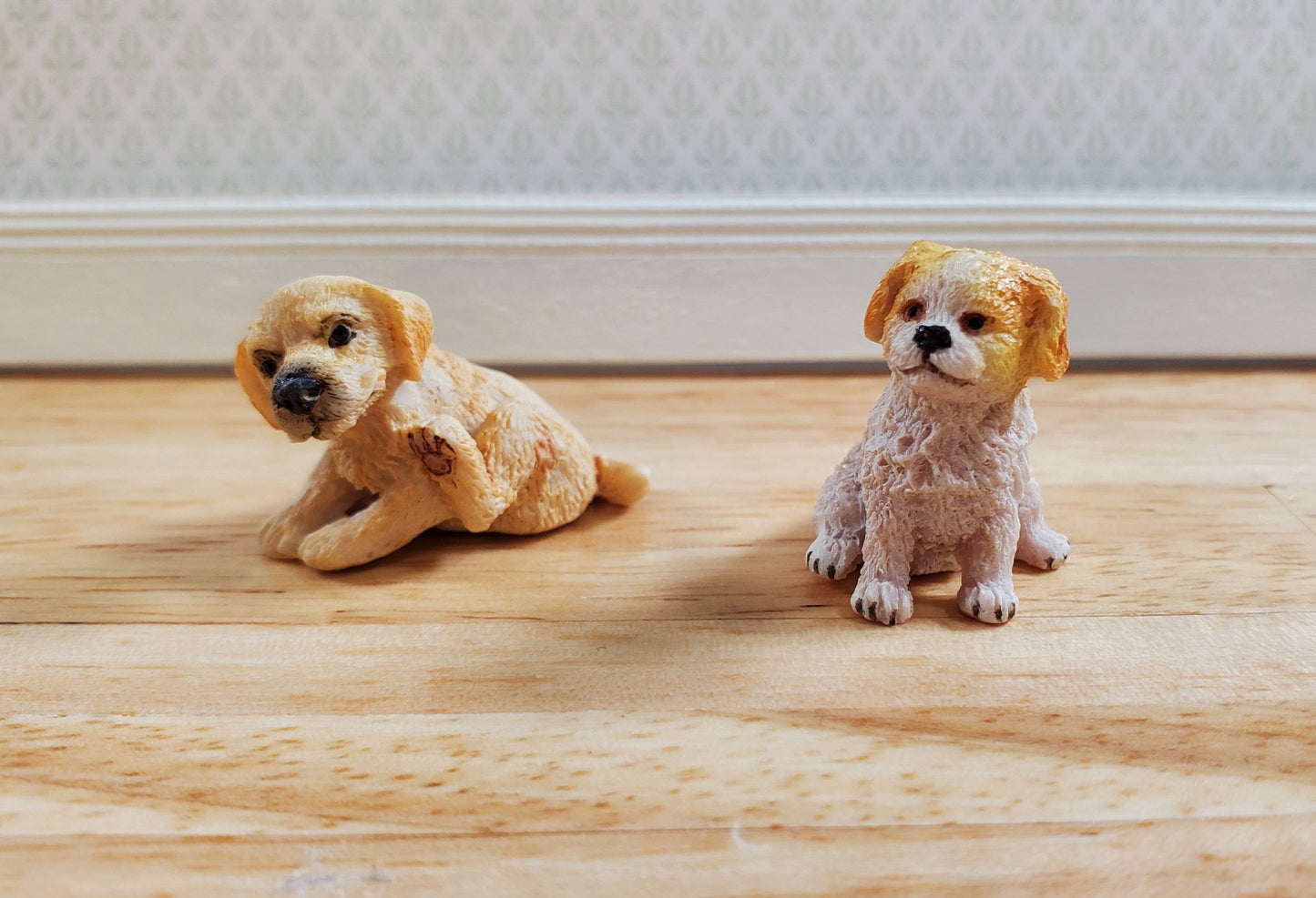 Puppy Dogs Set of 2 Puppies by Falcon Miniatures 1:12 Scale