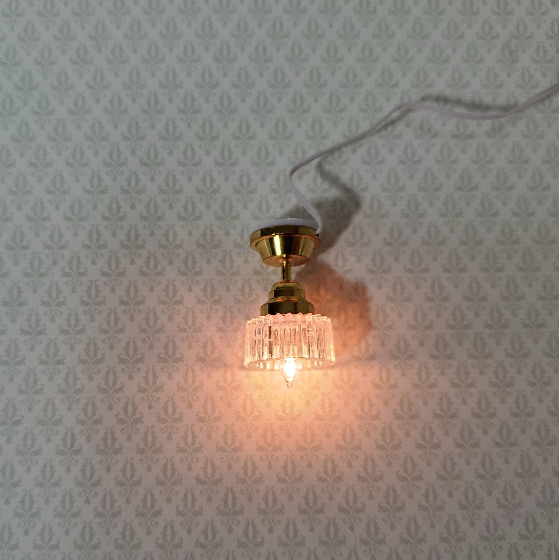 Dollhouse Ceiling Light Small Art Deco Style Hanging 12 Volt w/ Plug 1:12 Scale