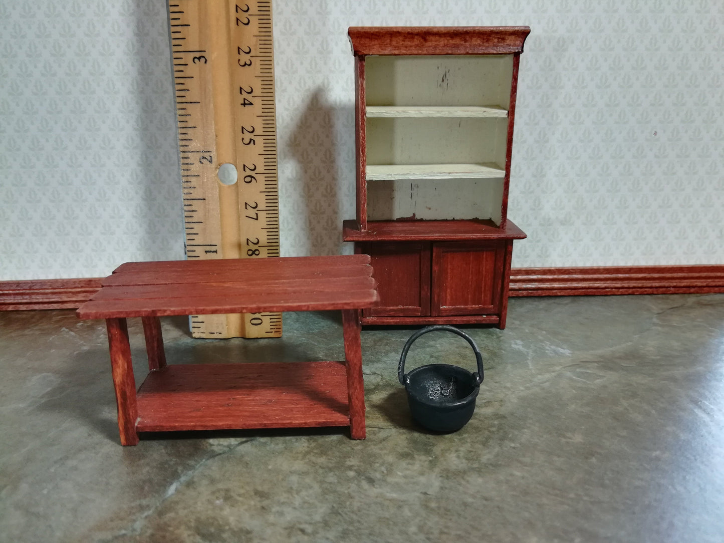 Dollhouse Miniature Black Cauldron Half Scale 1:24 Black "Cast Iron" Pot with Handle