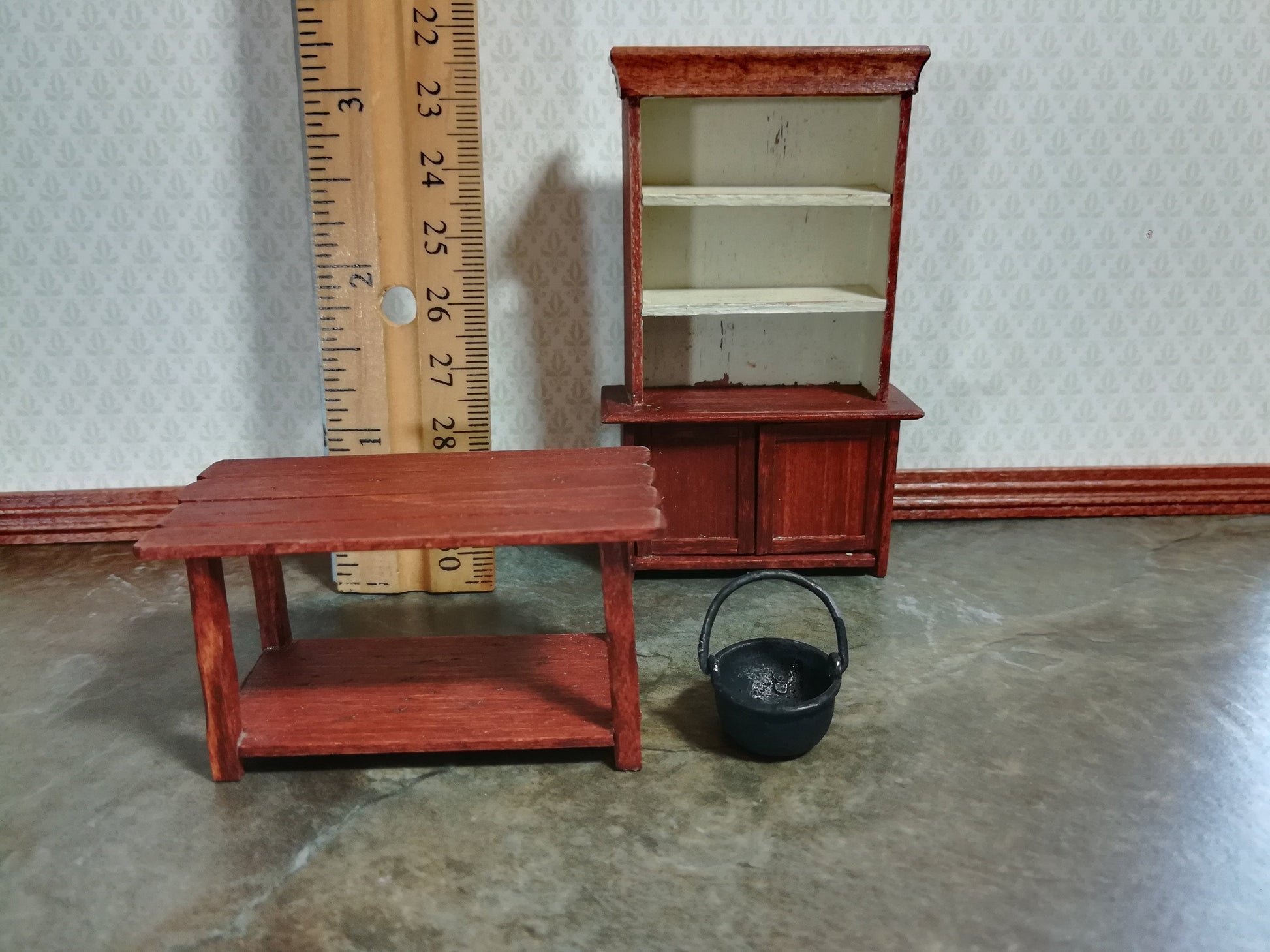 Dollhouse Miniature Black Cauldron Half Scale 1:24 Black "Cast Iron" Pot with Handle