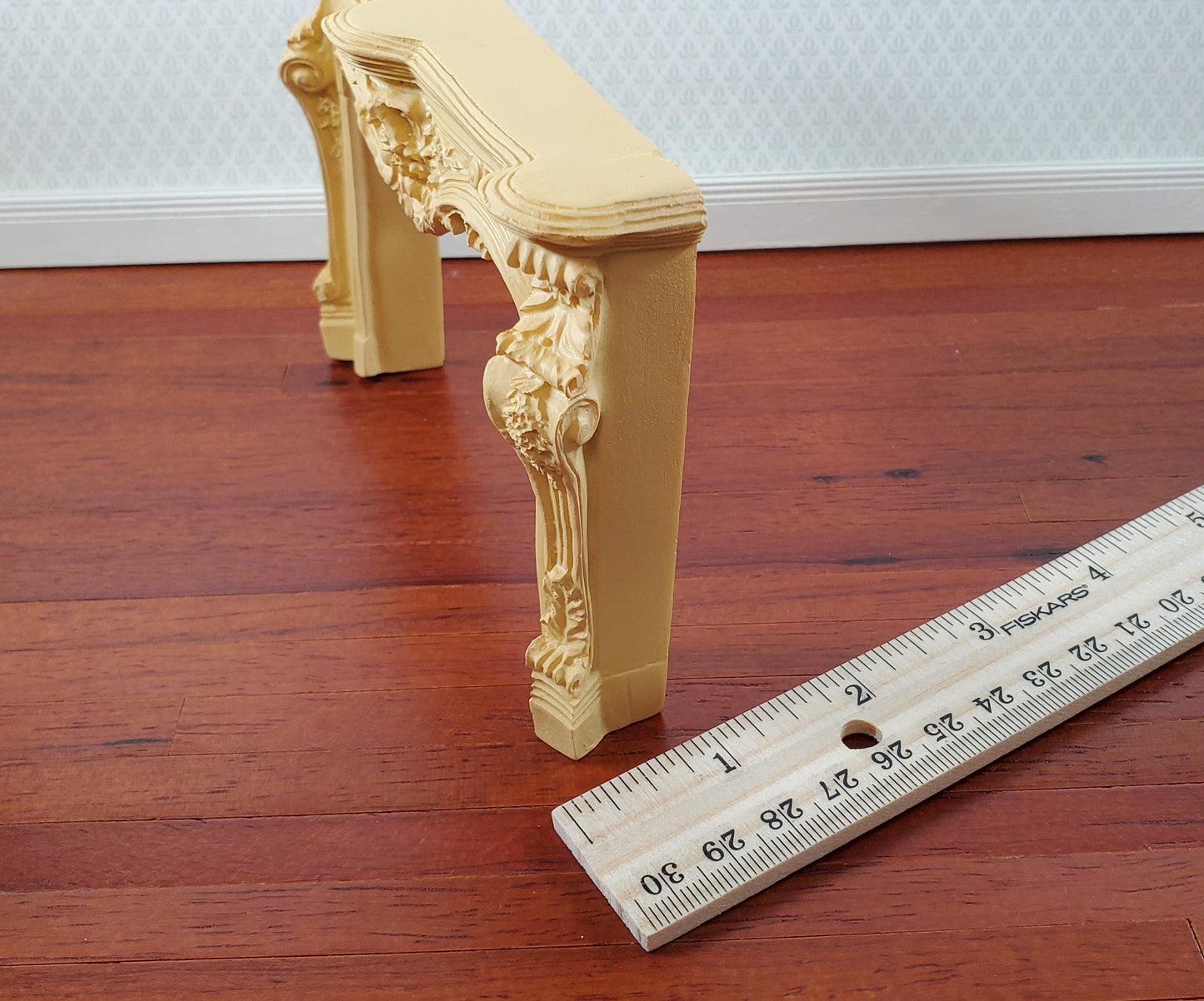 Dollhouse Fireplace Large Ornate Beige Dark Cream 1:12 Scale Miniature Furniture