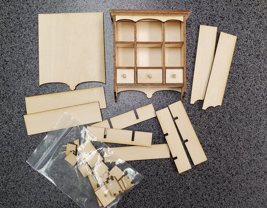 Dollhouse Hanging Kitchen Shelf KIT DIY 3 Working Drawers 1:12 Scale Miniature