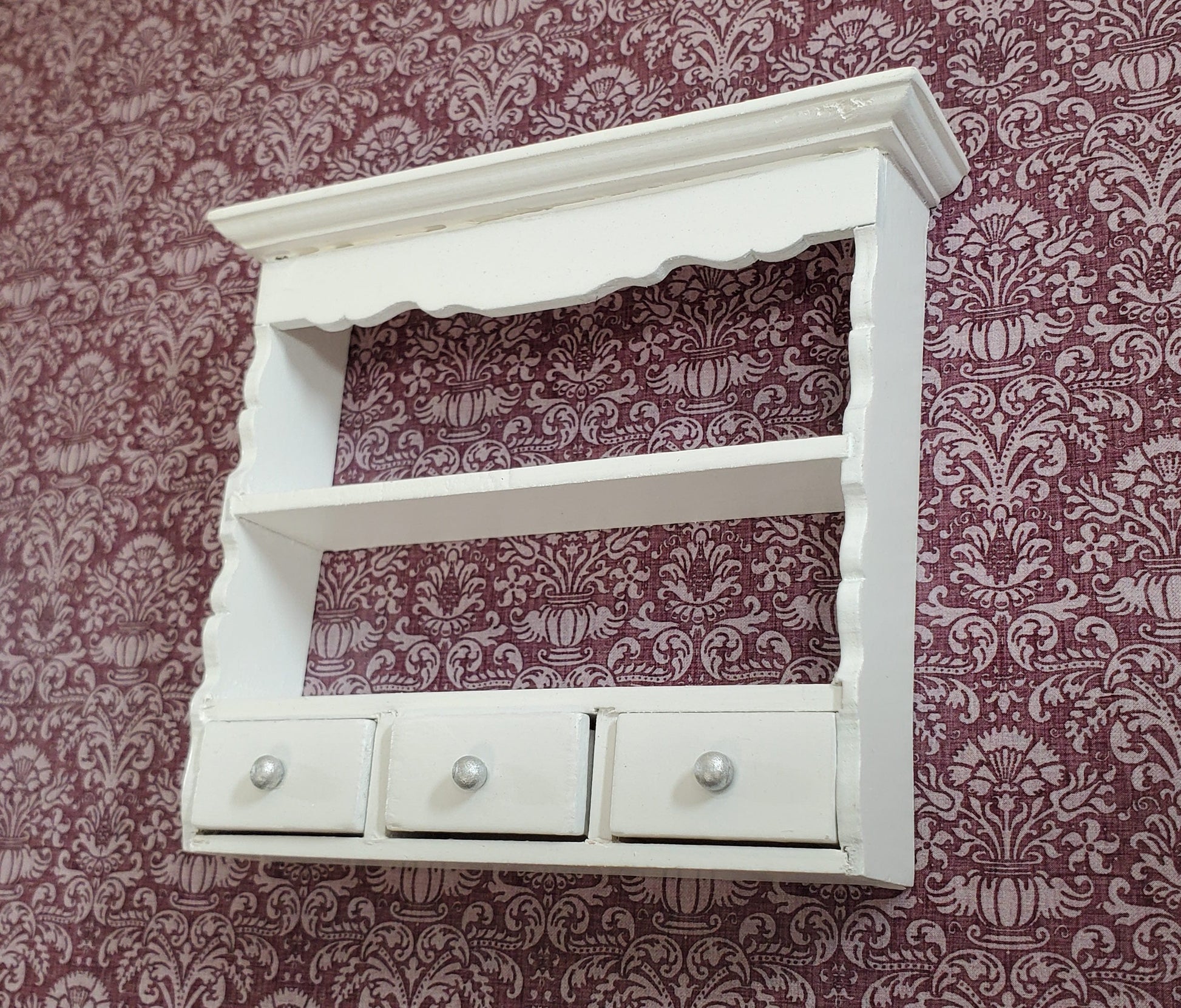 Dollhouse Hanging Shelf White 3 Drawers 1:12 Scale Miniature Kitchen Bathroom