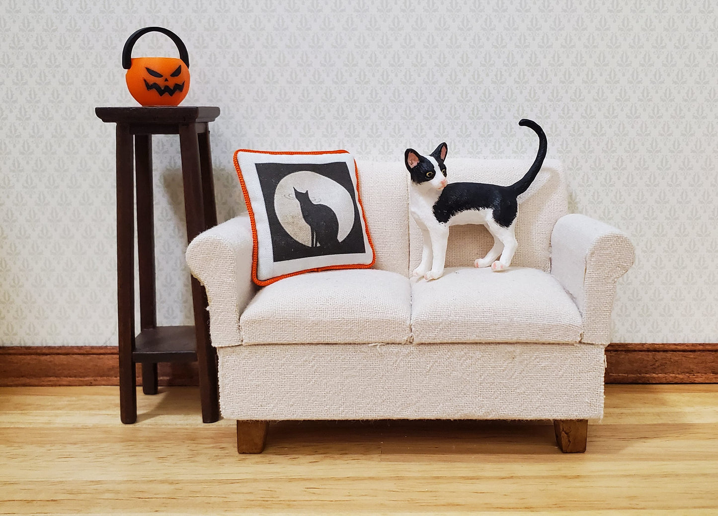 Dollhouse Halloween Black Cat Pillow Handmade 1:12 Scale Miniature 1 1/2"