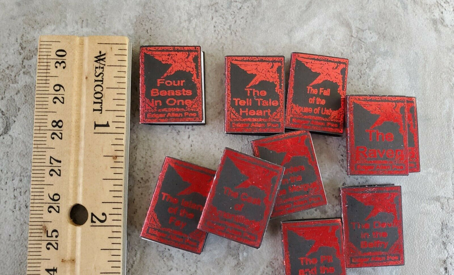 Dollhouse Book Set of 10 Edgar Allan Poe 1:12 Scale Miniature (blank inside) Handmade