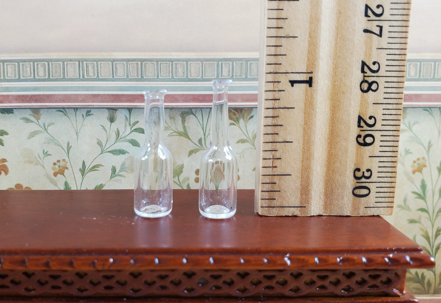 Dollhouse Clear Bottles Set of 2 1:12 Scale Miniature Kitchen Decoration