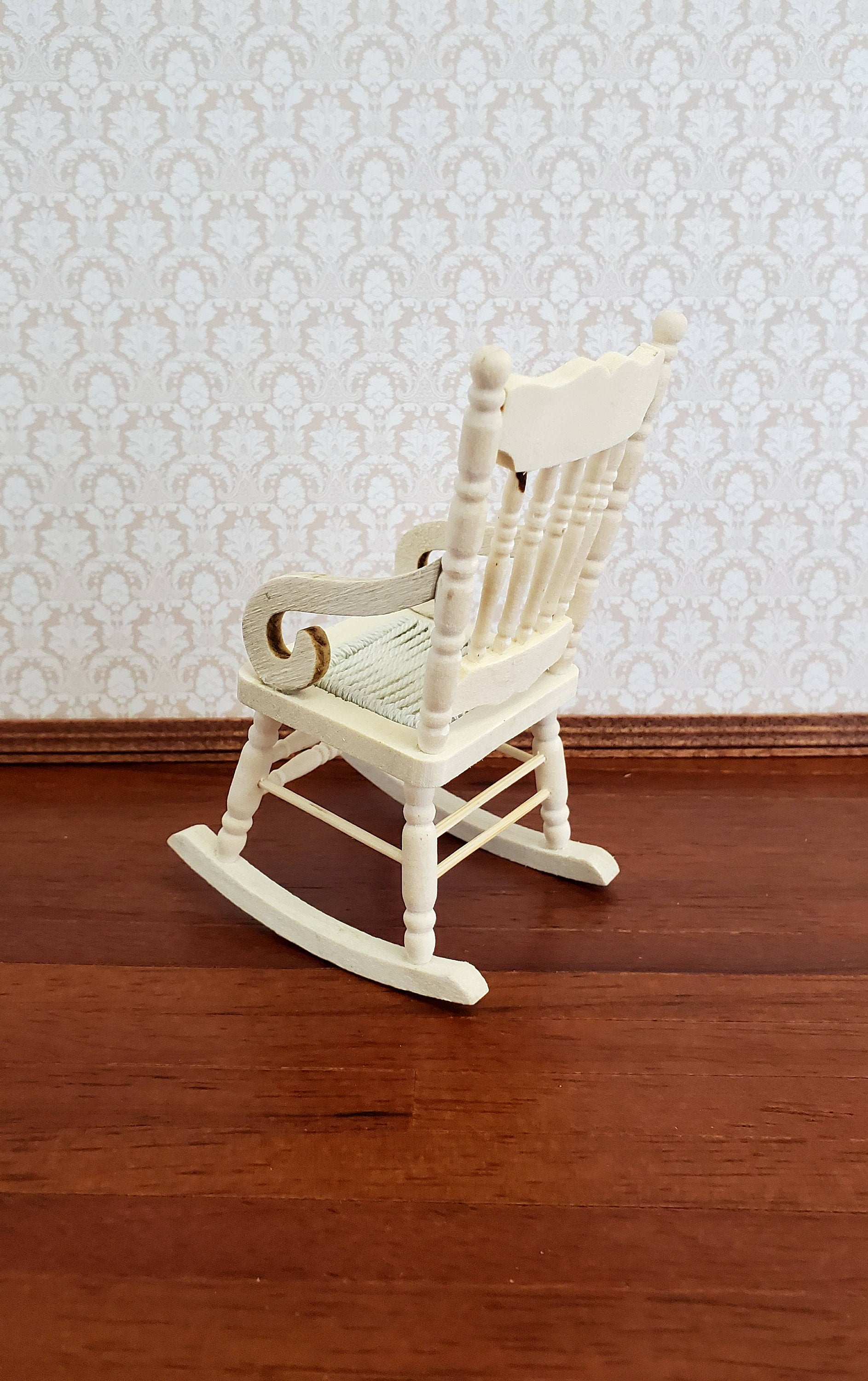 Dollhouse Miniature Rocking Chair 1:12 Scale Furniture Barewood Ornament