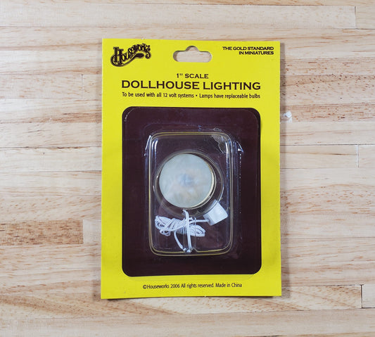 Dollhouse Frosted Round Ceiling Light 1:12 Scale Miniature 12 Volt with Plug