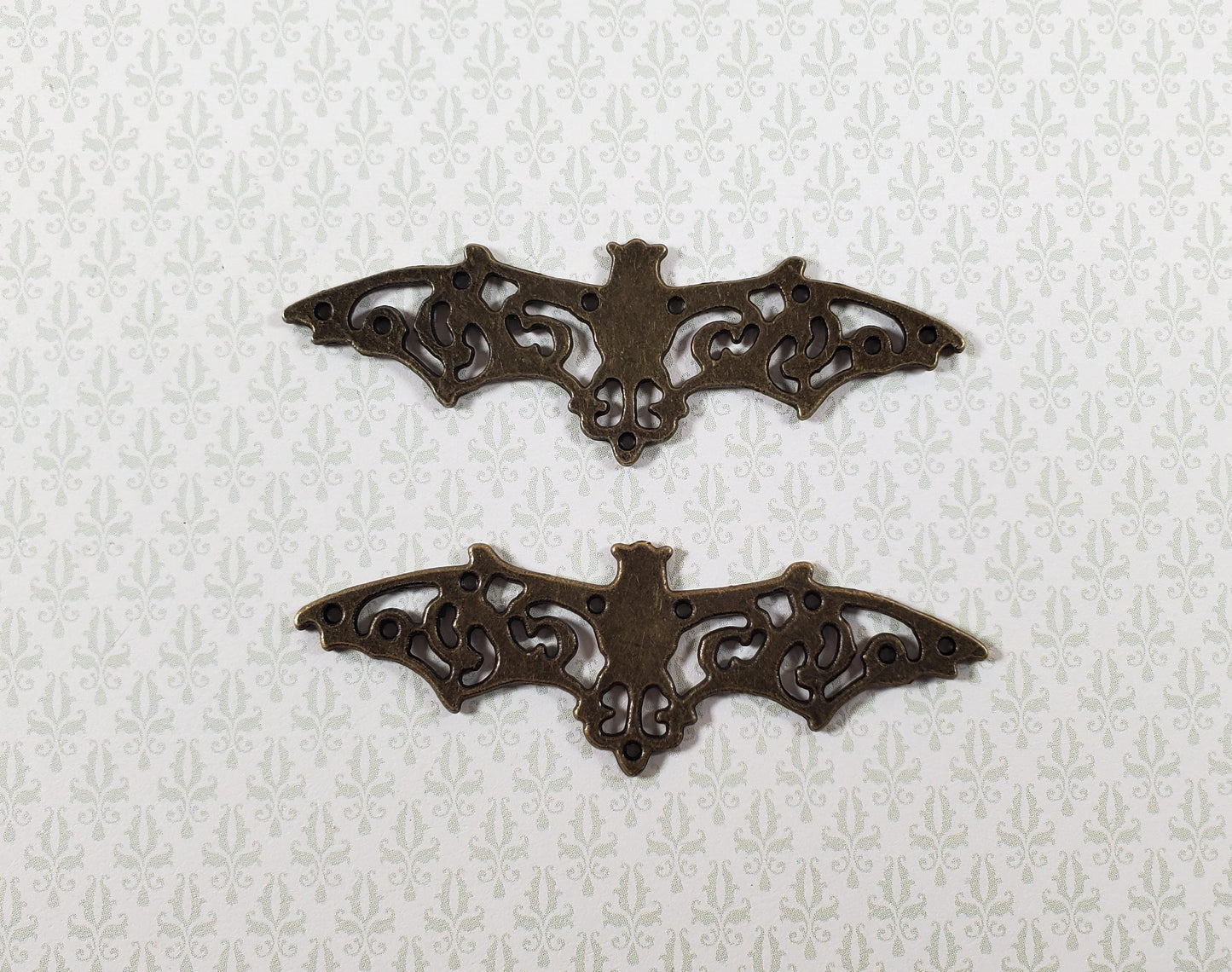 Metal Bat Charms 2 Pieces Jewelry Making Pieces Antique Bronze 2 3/16"