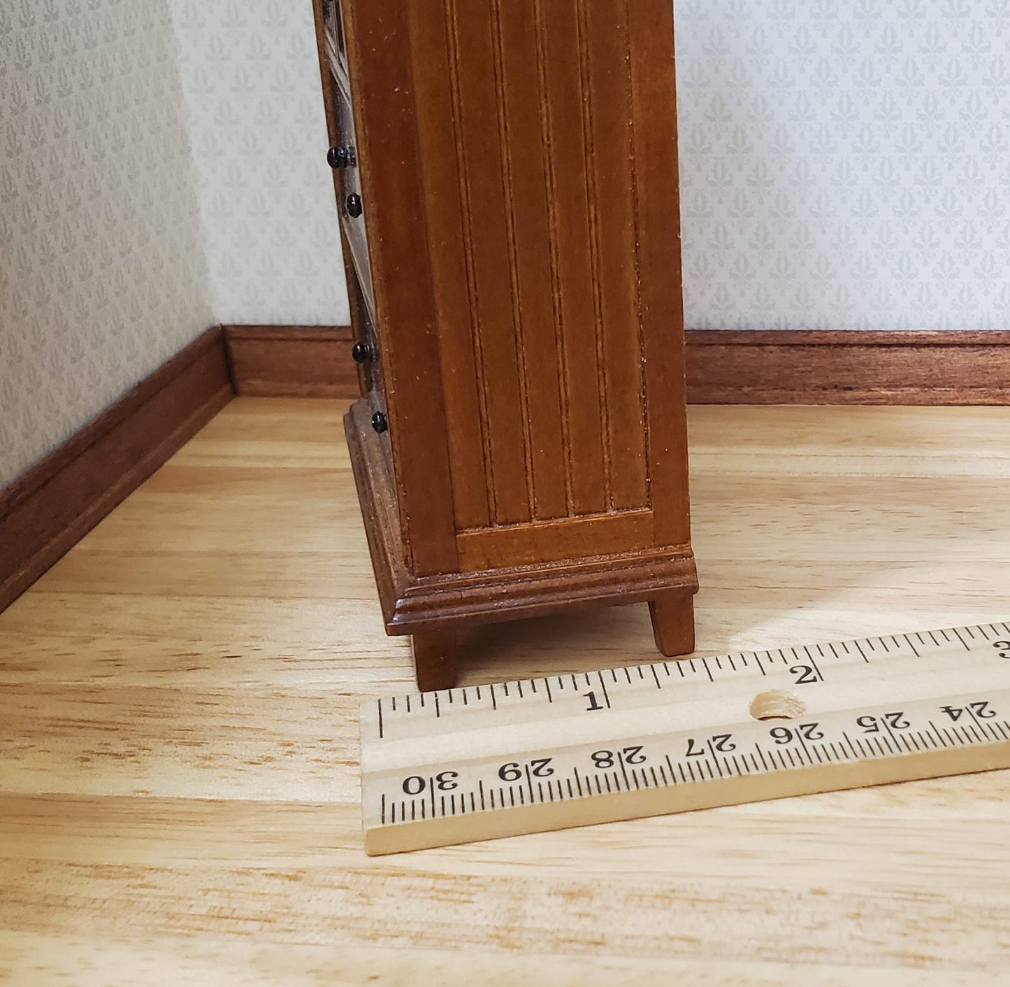 JBM Dollhouse Tall Dresser Country Style Walnut Finish 1:12 Scale Furniture