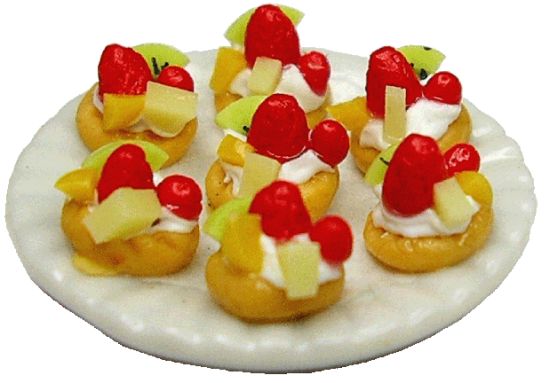 Dollhouse Custard Fruit Tartelettes 1:12 Scale Miniature Food Dessert