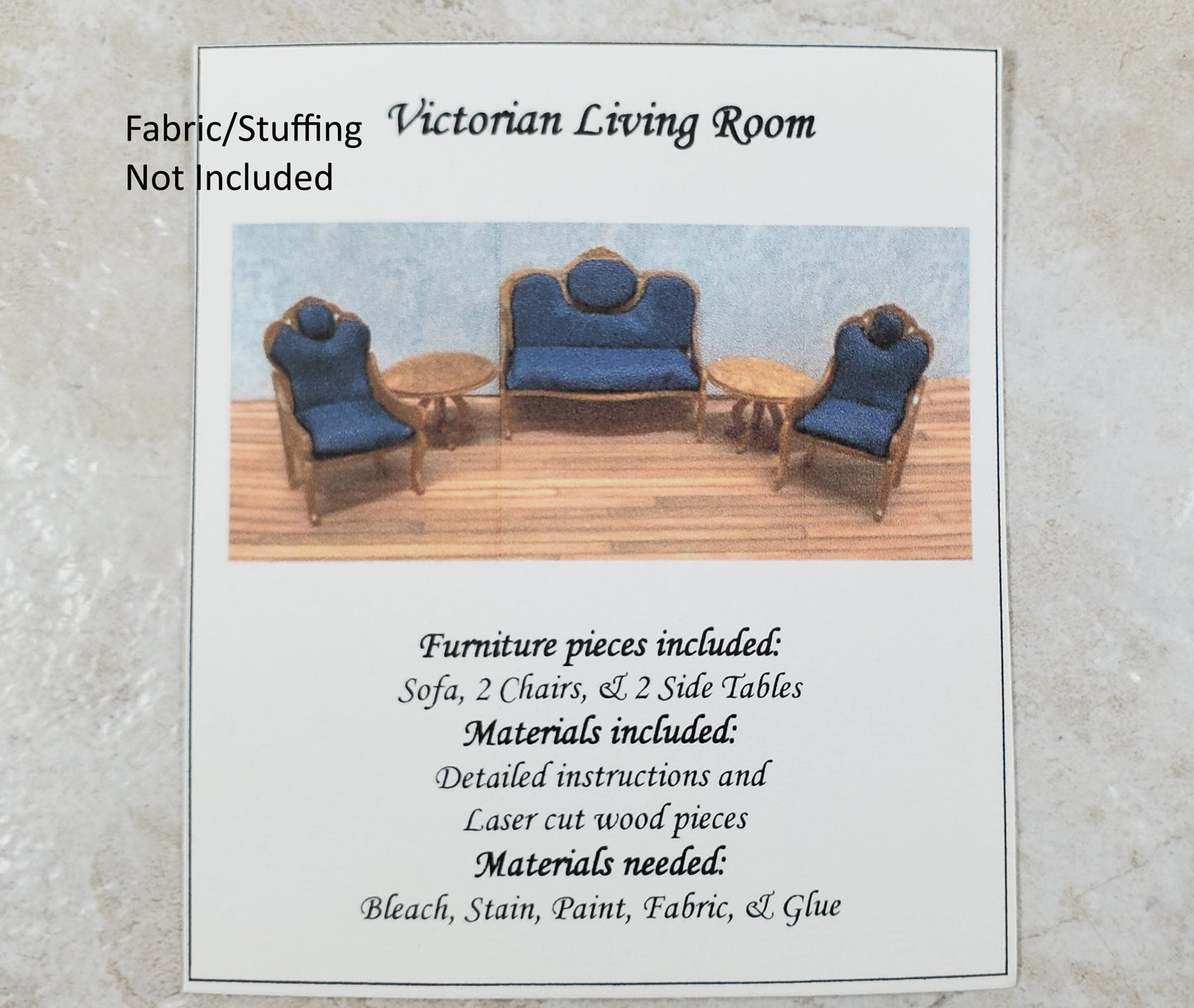 Dollhouse HALF SCALE Furniture KIT Victorian Living Room Set Sofa Chairs 1:24