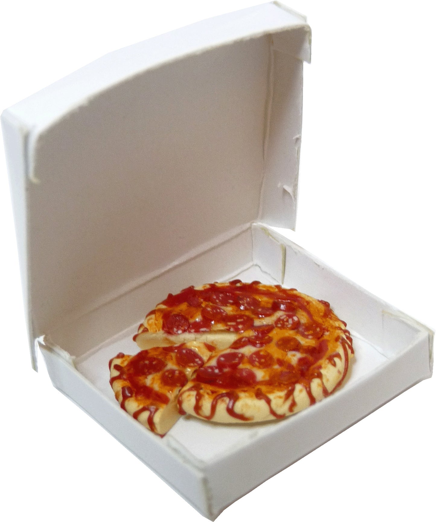 Dollhouse Sliced Pepperoni Pizza in a Box 1:12 Scale Miniature Food