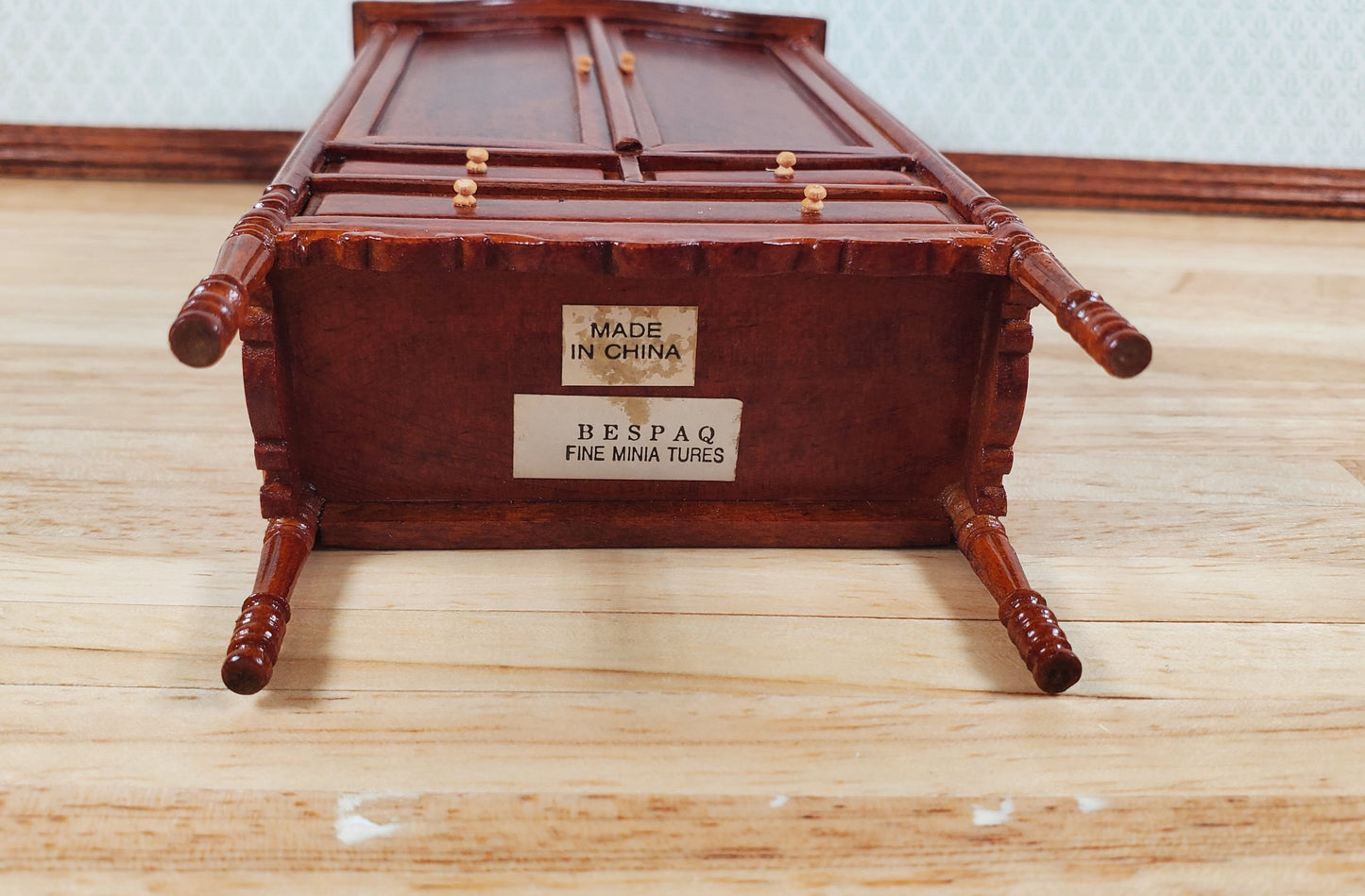 Bespaq Dollhouse Wardrobe 1:12 Scale Miniature Furniture Walnut Finish Estate Piece