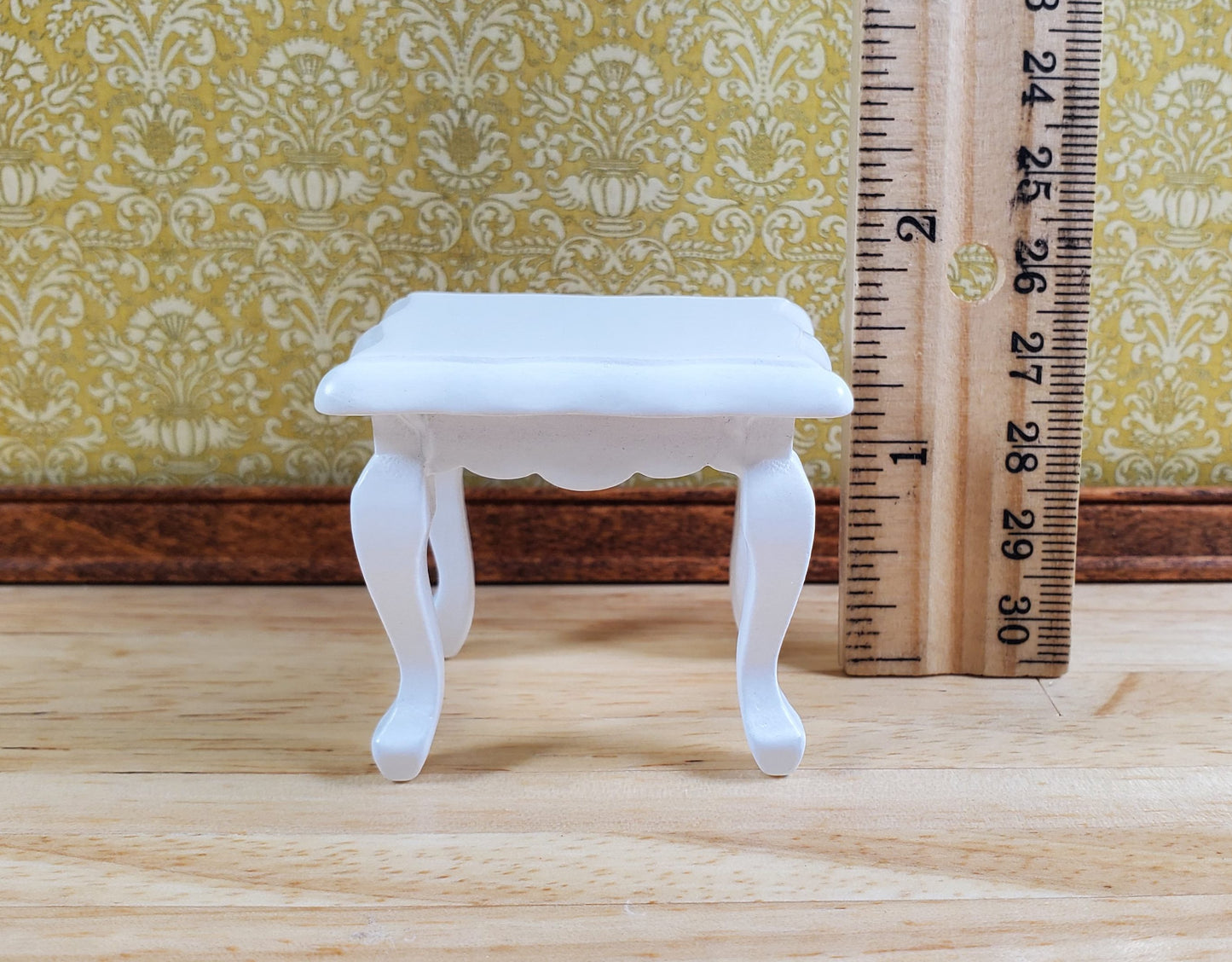 Dollhouse Side or End Table Curvy Top White 1:12 Scale Miniature Wood Furniture