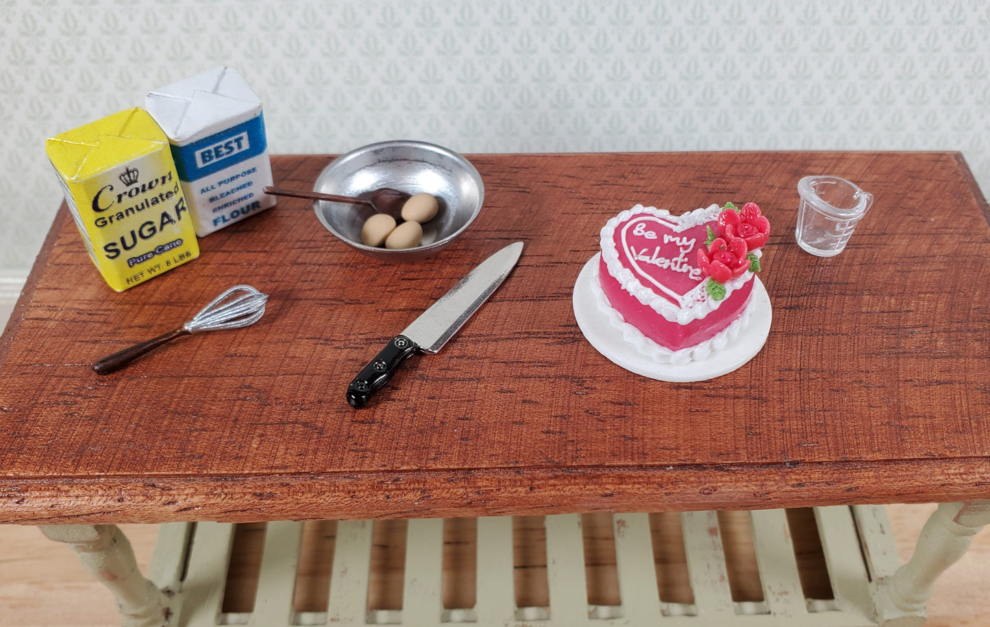 Dollhouse Red Cake Valentines Day Heart Shaped 1:12 Scale Miniature Dessert Food