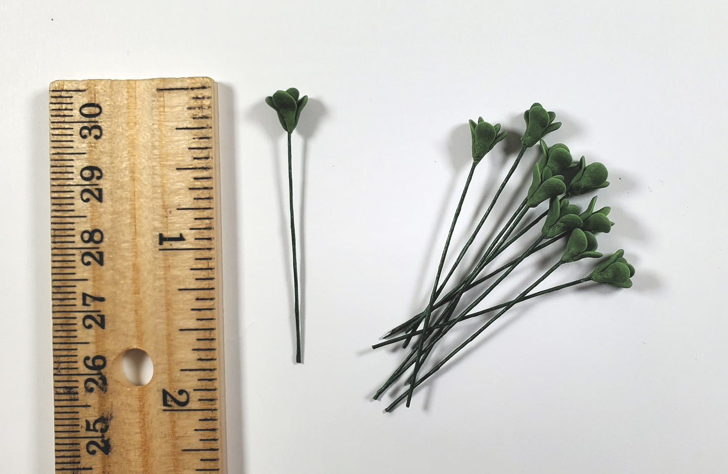 Dollhouse Dark Green Jade Branches Long Stem Set of 10 1:12 Scale Miniature