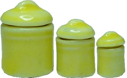 Dollhouse Yellow Canister Set with Removable Lids Set of 3 1:12 Scale Miniature