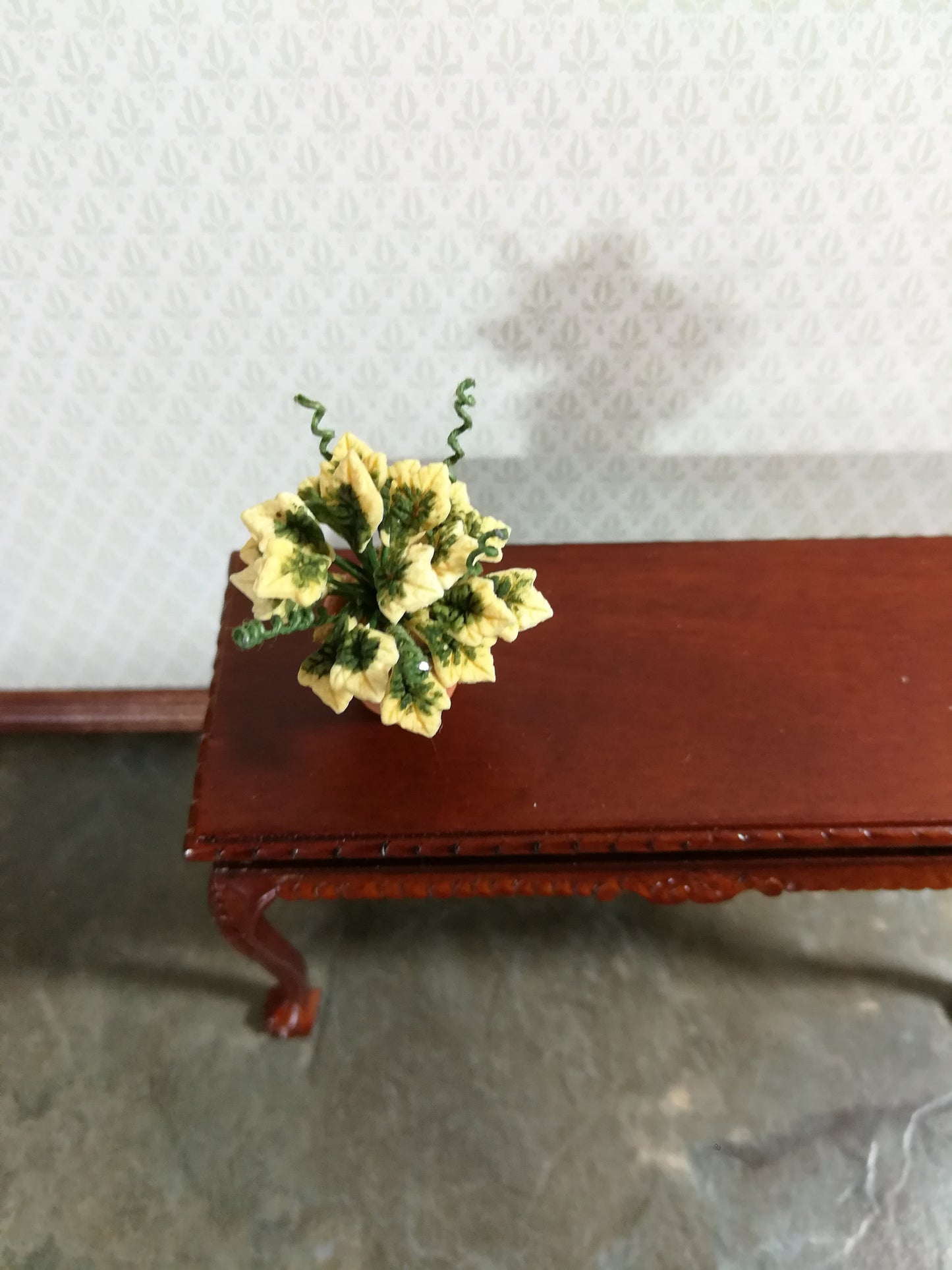 Dollhouse Miniature Plant Variegated English Ivy in Terra Cotta Pot 1:12 Scale