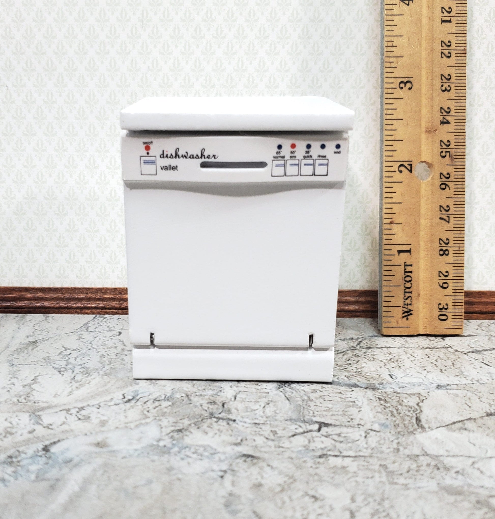 Dollhouse Dishwasher Modern Style Opens White 1:12 Scale Miniature