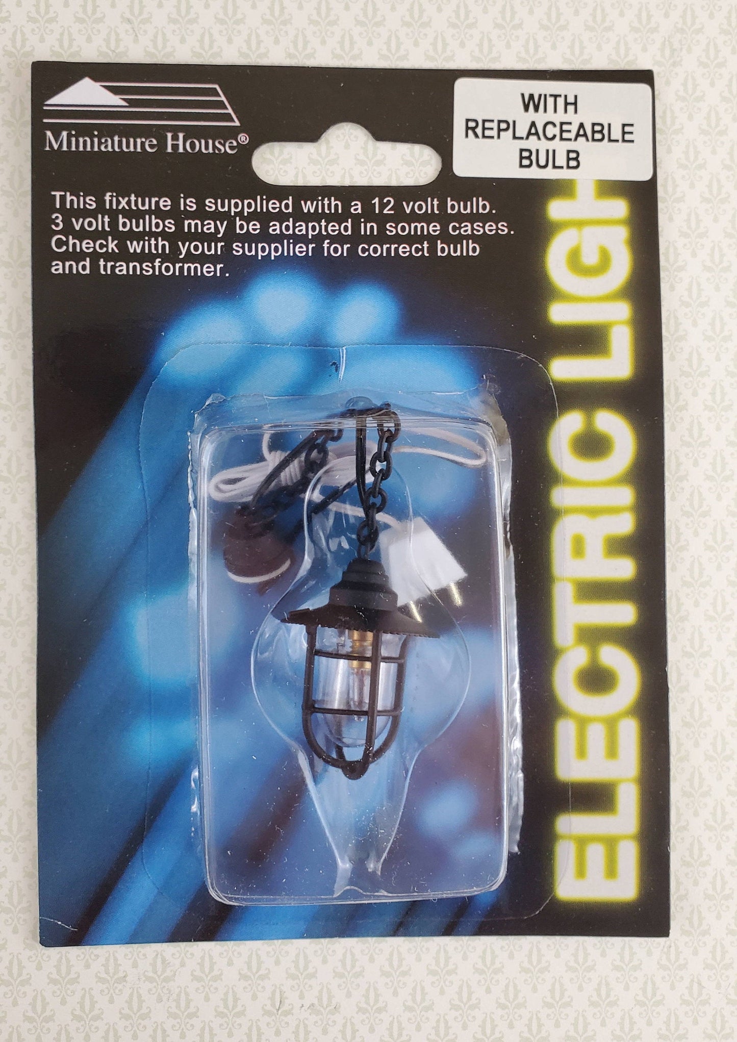 Dollhouse Miniature Hanging Lantern Light Black Vintage Style 12 Volt 1:12 Scale Lighting