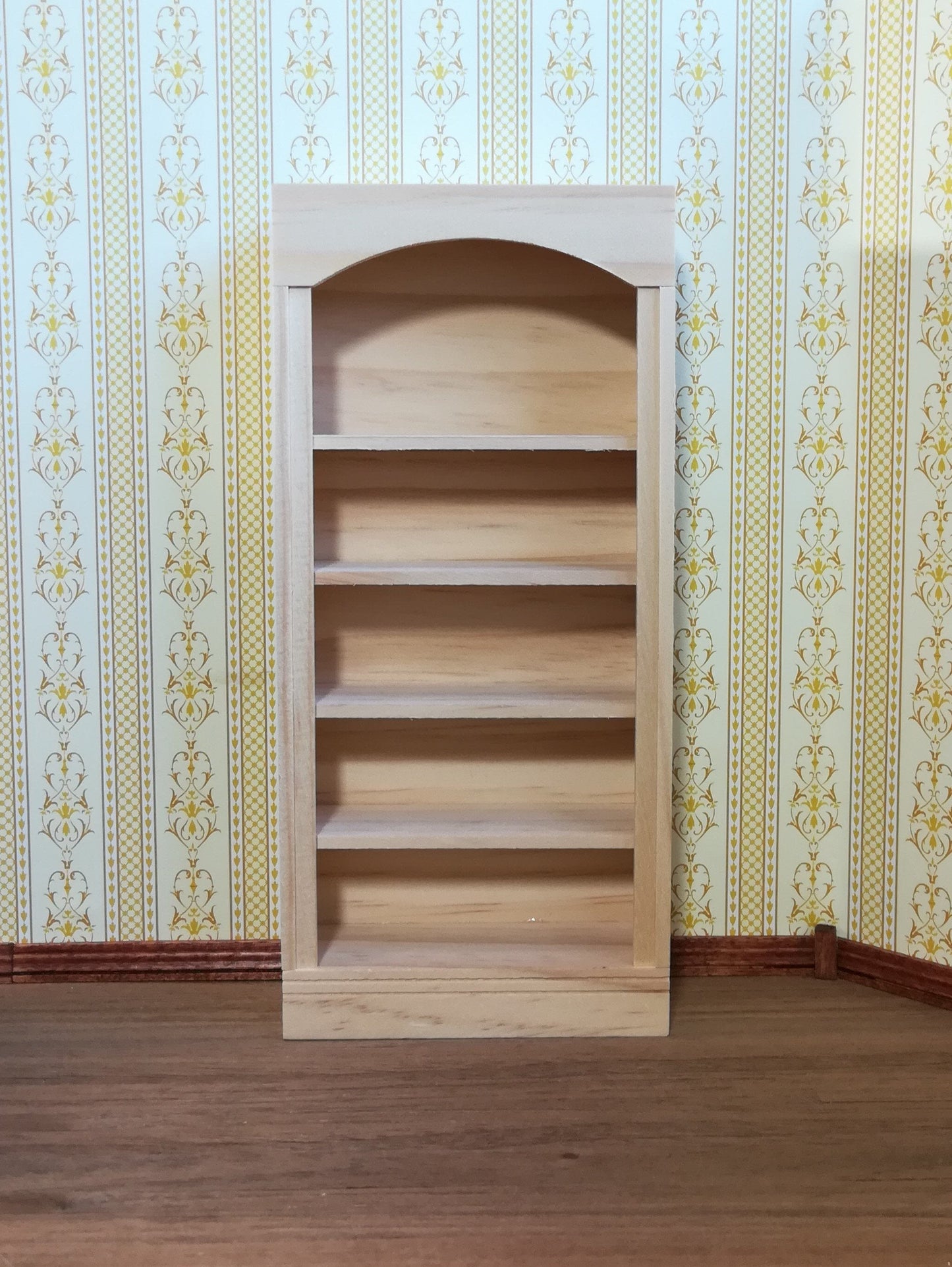Dollhouse Bookcase Bookshelf 5 Shelf 1:12 Scale Miniature Unpainted Wood