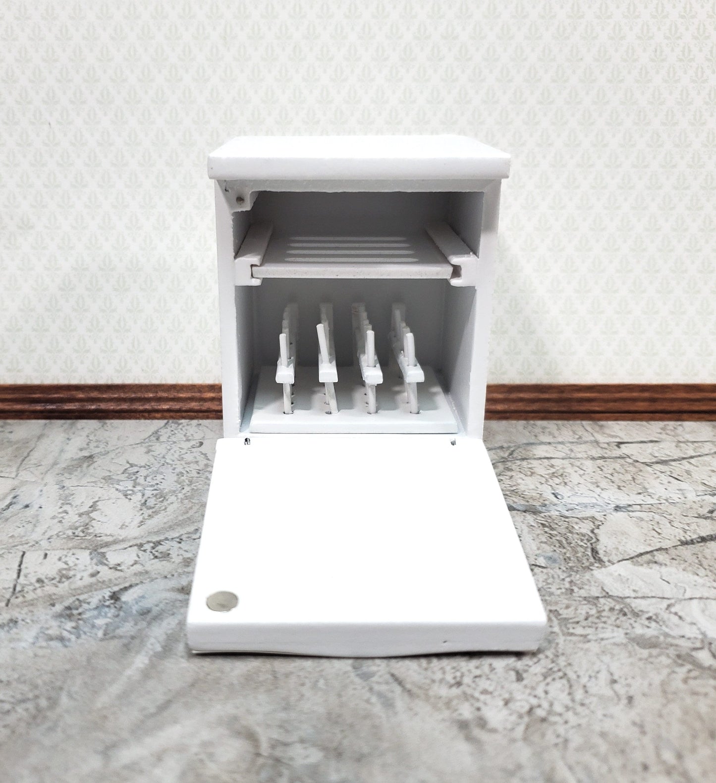 Dollhouse Dishwasher Modern Style Opens White 1:12 Scale Miniature