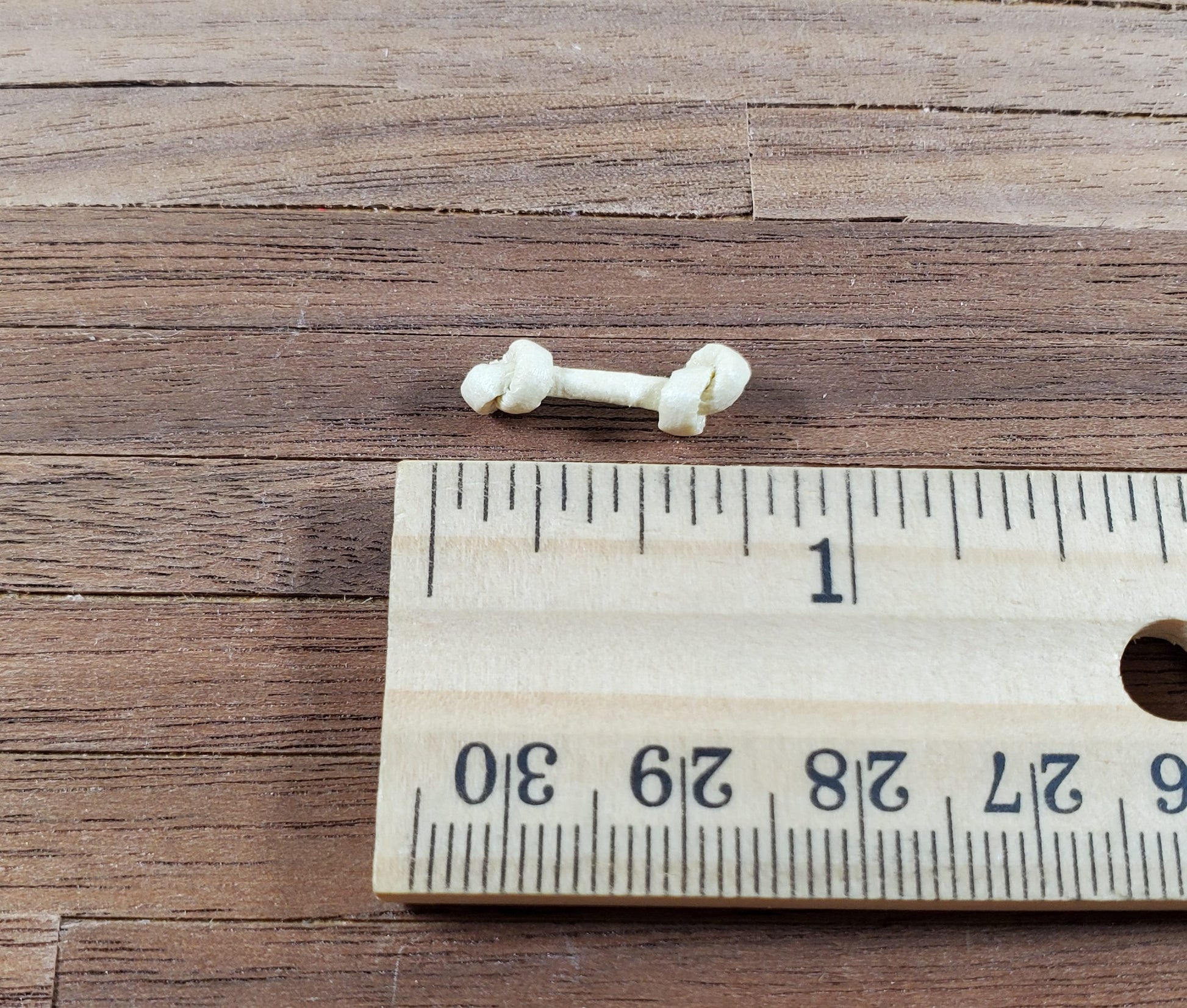 Dollhouse Rawhide Dog Bone 1:12 Scale Miniature Pet Deco Accessory Handmade