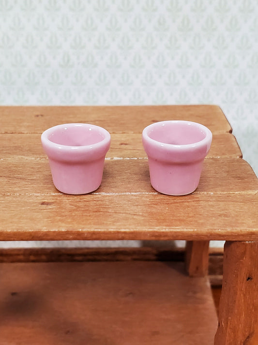 Dollhouse Planters Pink Set of 2 Small Ceramic Miniature Garden Pots