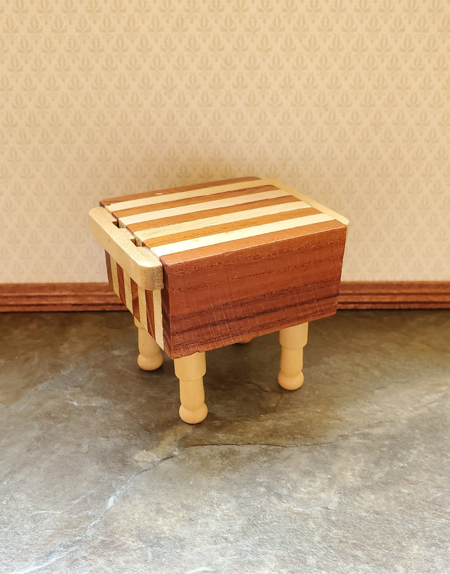 Dollhouse Butcher Block Two Toned End Grain Wood 1:12 Scale Miniature Kitchen