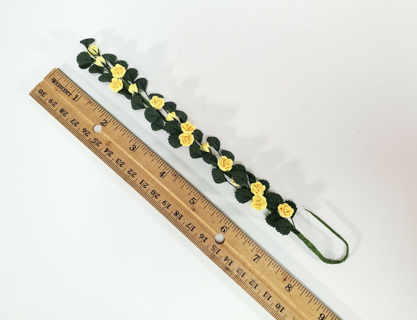 Dollhouse Climbing Yellow Roses Bendable 7" Clay Miniature Flowers Garden