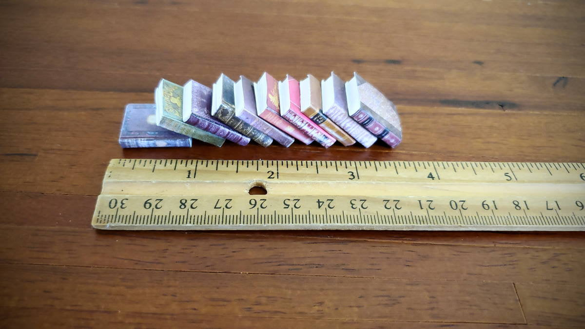Dollhouse Miniature Book Set x10 Antique Style Set #1 1:12 Scale (blank inside)