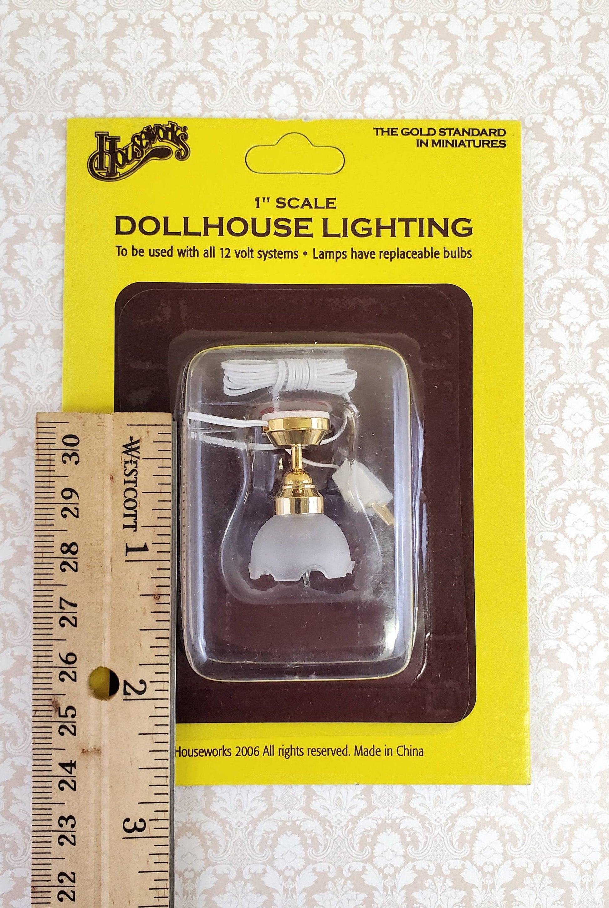 Dollhouse Tulip Ceiling Light Hanging Electric 1:12 Scale 12 Volt with Plug