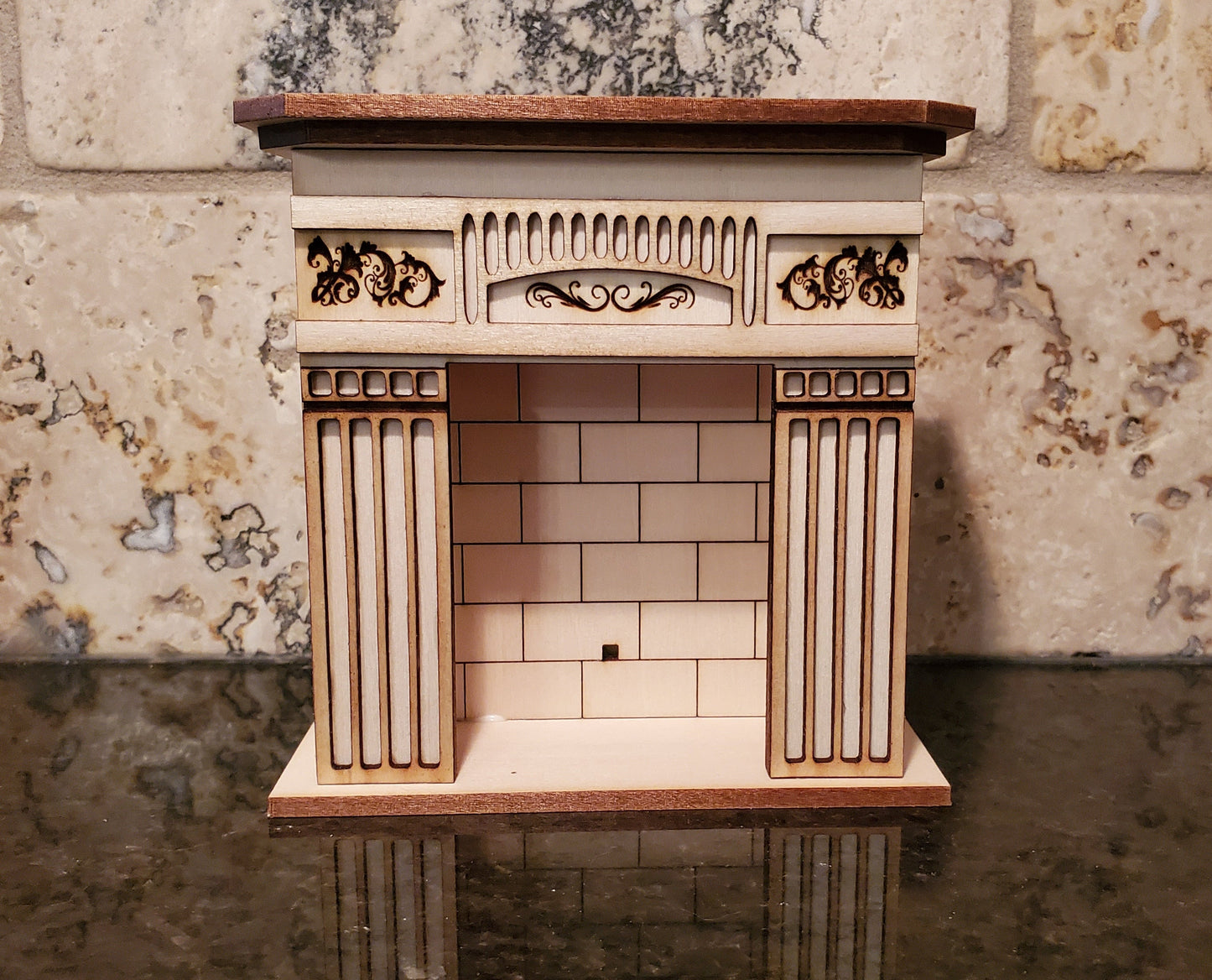 Dollhouse Fireplace KIT Victorian Style DIY 1:12 Scale Original Design Laser Cut