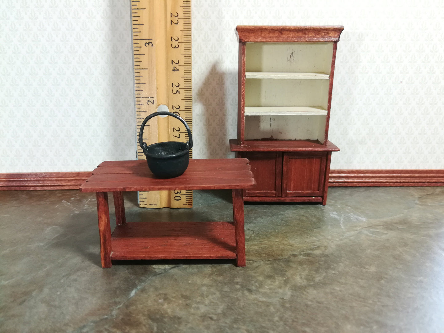 Dollhouse Miniature Black Cauldron Half Scale 1:24 Black "Cast Iron" Pot with Handle