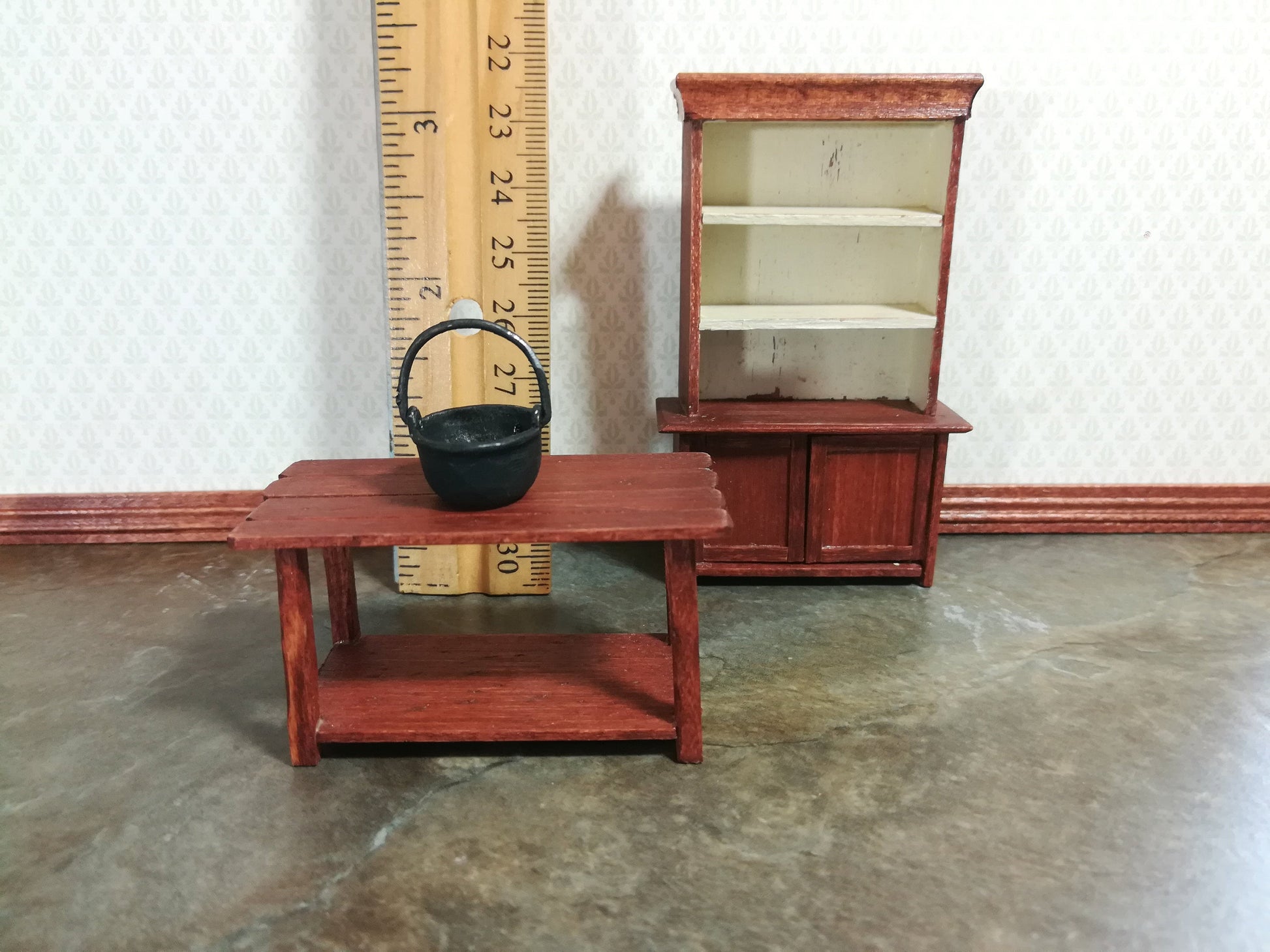 Dollhouse Miniature Black Cauldron Half Scale 1:24 Black "Cast Iron" Pot with Handle