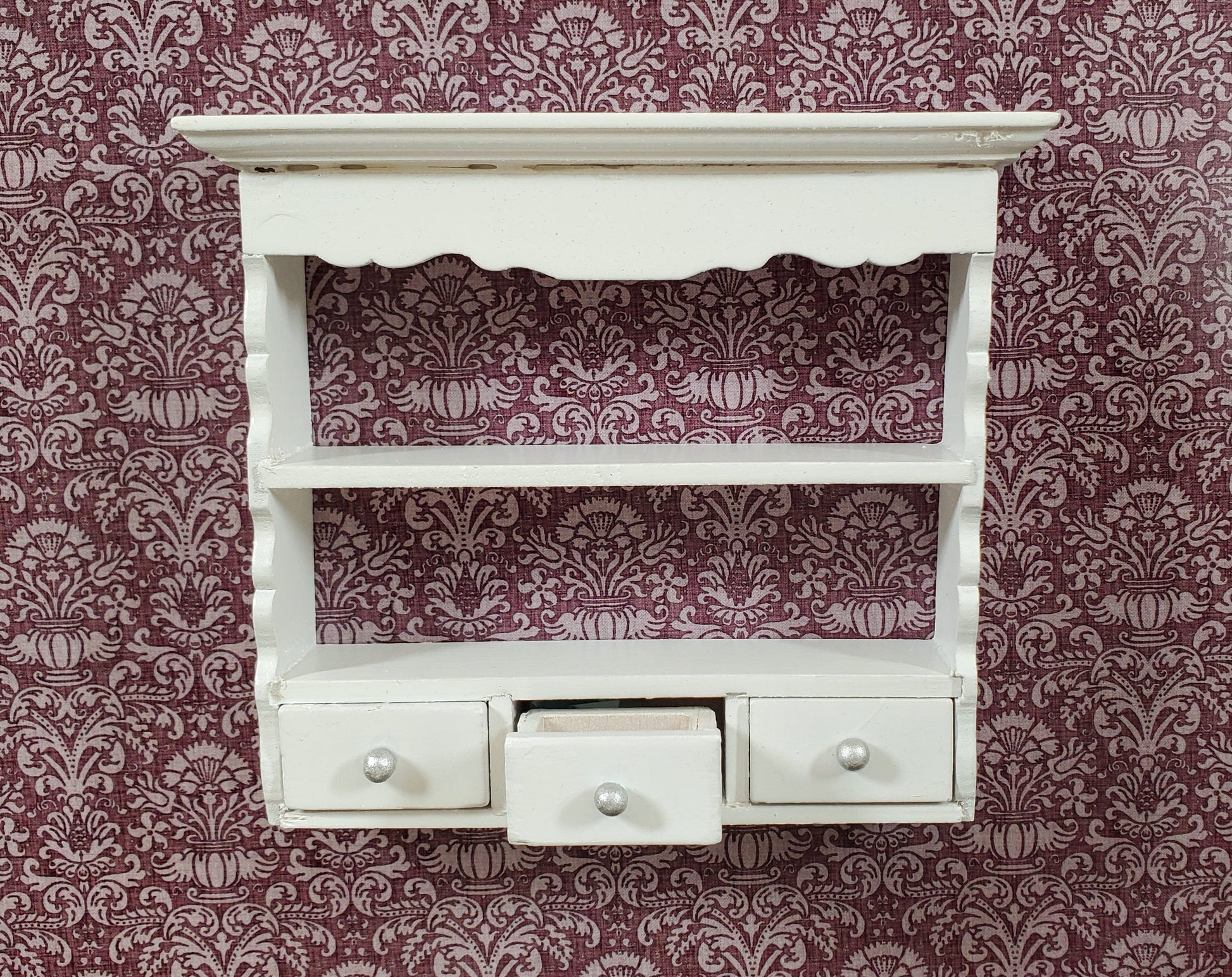Dollhouse Hanging Shelf White 3 Drawers 1:12 Scale Miniature Kitchen Bathroom