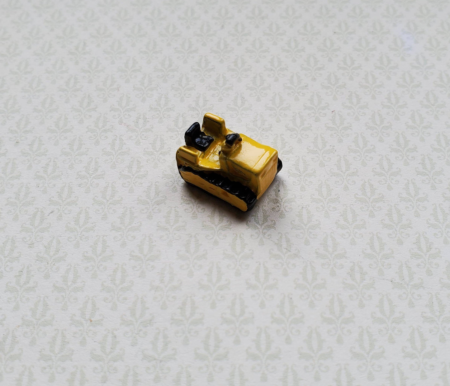 Dollhouse Miniature Bulldozer Tractor Toy Yellow & Black Metal 1:12 Scale